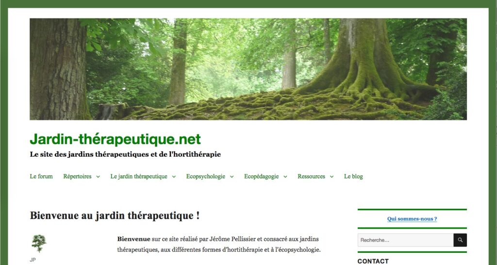 Capture d'écran de la page d'accueil du site www.jardin-therapeutique.net